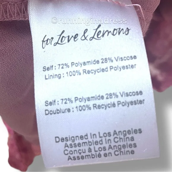 NWT For Love & Lemons Felicity Mini Dress Size Medium In Color Purple Combo - Picture 11 of 16